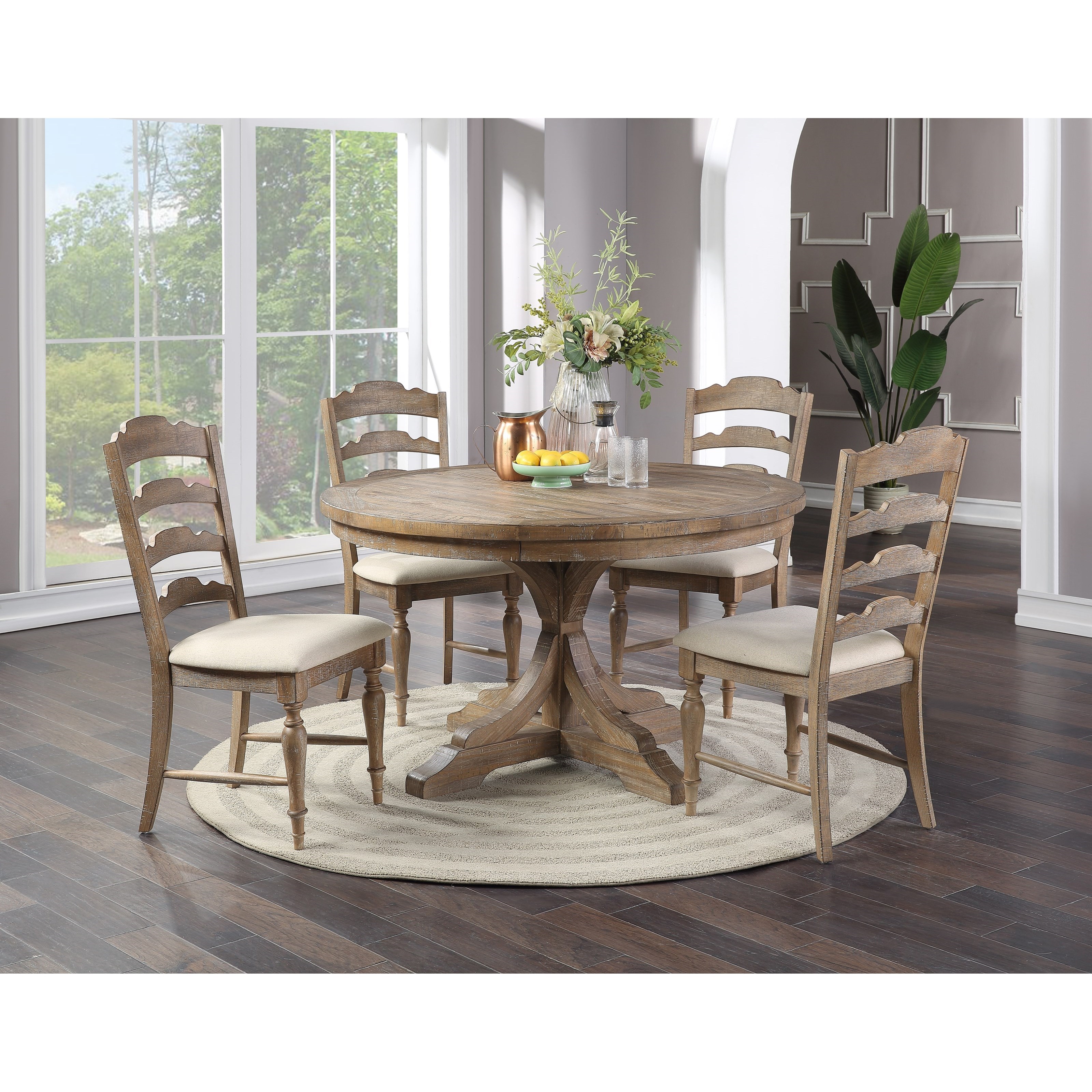 Round rustic sales dining set